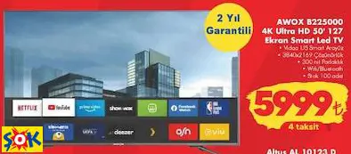 AWOX B225000 4K ULTRA HD 50' 127 EKRAN SMART LED TV/TELEVİZYON AWOX B225000 4K ULTRA HD 50' 127 EKRAN SMART LED TV/TELEVİZYON